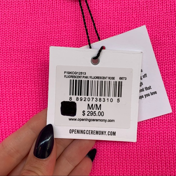 NEW! Opening Ceremony Merino Wool Knit Sweater Hot Pink, Medium - Picture 6 of 10